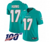 Men's Miami Dolphins #17 Allen Hurns Aqua Green Team Color Vapor Untouchable Limited Player 100th Season Football Jersey
