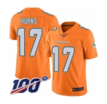 Men's Miami Dolphins #17 Allen Hurns Limited Orange Rush Vapor Untouchable 100th Season Football Jersey