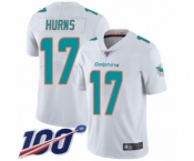 Men's Miami Dolphins #17 Allen Hurns White Vapor Untouchable Limited Player 100th Season Football Jersey