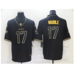 Men's Miami Dolphins #17 Jaylen Waddle Black Nike 2021 Throwback Gold Leopard Jersey