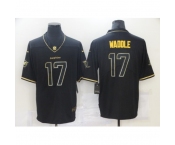 Men's Miami Dolphins #17 Jaylen Waddle Black Nike 2021 Throwback Gold Leopard Jersey