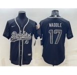 Men's Miami Dolphins #17 Jaylen Waddle Black Reflective With Patch Cool Base Stitched Baseball Jersey