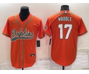 Men's Miami Dolphins #17 Jaylen Waddle Orange Stitched Cool Base Nike Baseball Jersey