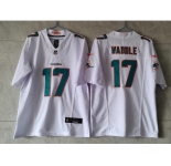 Men's Miami Dolphins #17 Jaylen Waddle White 2023 FUSE Vapor Limited Throwback Stitched Jersey