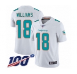 Men's Miami Dolphins #18 Preston Williams White Vapor Untouchable Limited Player 100th Season Football Jersey