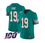 Men's Miami Dolphins #19 Jakeem Grant Aqua Green Alternate Vapor Untouchable Limited Player 100th Season Football Jersey
