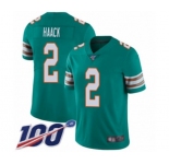 Men's Miami Dolphins #2 Matt Haack Aqua Green Alternate Vapor Untouchable Limited Player 100th Season Football Jersey