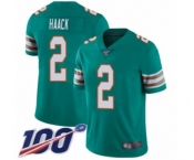 Men's Miami Dolphins #2 Matt Haack Aqua Green Alternate Vapor Untouchable Limited Player 100th Season Football Jersey