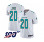 Men's Miami Dolphins #20 Reshad Jones White Vapor Untouchable Limited Player 100th Season Football Jersey