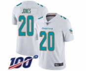 Men's Miami Dolphins #20 Reshad Jones White Vapor Untouchable Limited Player 100th Season Football Jersey