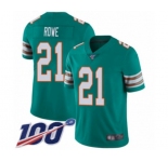 Men's Miami Dolphins #21 Eric Rowe Aqua Green Alternate Vapor Untouchable Limited Player 100th Season Football Jersey