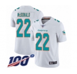 Men's Miami Dolphins #22 T.J. McDonald White Vapor Untouchable Limited Player 100th Season Football Jersey