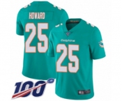 Men's Miami Dolphins #25 Xavien Howard Aqua Green Team Color Vapor Untouchable Limited Player 100th Season Football Jersey