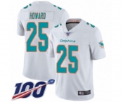 Men's Miami Dolphins #25 Xavien Howard White Vapor Untouchable Limited Player 100th Season Football Jersey
