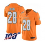 Men's Miami Dolphins #28 Bobby McCain Limited Orange Rush Vapor Untouchable 100th Season Football Jersey