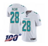 Men's Miami Dolphins #28 Bobby McCain White Vapor Untouchable Limited Player 100th Season Football Jersey