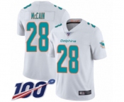 Men's Miami Dolphins #28 Bobby McCain White Vapor Untouchable Limited Player 100th Season Football Jersey