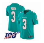 Men's Miami Dolphins #3 Josh Rosen Aqua Green Team Color Vapor Untouchable Limited Player 100th Season Football Jersey