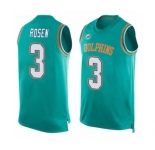 Men's Miami Dolphins #3 Josh Rosen Limited Aqua Green Player Name & Number Tank Top Football Jersey
