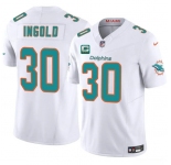 Men's Miami Dolphins #30 Alec Ingold White 2025 F.U.S.E. With 3-Star C Patch Vapor Limited Football Stitched Jersey