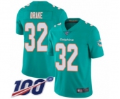 Men's Miami Dolphins #32 Kenyan Drake Aqua Green Team Color Vapor Untouchable Limited Player 100th Season Football Jersey
