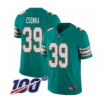 Men's Miami Dolphins #39 Larry Csonka Aqua Green Alternate Vapor Untouchable Limited Player 100th Season Football Jersey