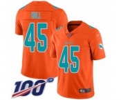 Men's Miami Dolphins #45 Mike Hull Limited Orange Inverted Legend 100th Season Football Jersey
