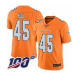 Men's Miami Dolphins #45 Mike Hull Limited Orange Rush Vapor Untouchable 100th Season Football Jersey