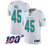 Men's Miami Dolphins #45 Mike Hull White Vapor Untouchable Limited Player 100th Season Football Jersey