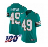 Men's Miami Dolphins #49 Sam Eguavoen Aqua Green Alternate Vapor Untouchable Limited Player 100th Season Football Jersey