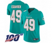 Men's Miami Dolphins #49 Sam Eguavoen Aqua Green Team Color Vapor Untouchable Limited Player 100th Season Football Jersey