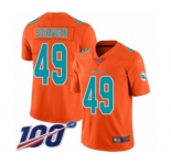 Men's Miami Dolphins #49 Sam Eguavoen Limited Orange Inverted Legend 100th Season Football Jersey
