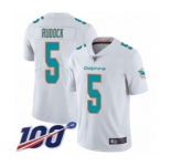 Men's Miami Dolphins #5 Jake Rudock White Vapor Untouchable Limited Player 100th Season Football Jersey