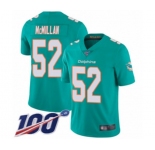 Men's Miami Dolphins #52 Raekwon McMillan Aqua Green Team Color Vapor Untouchable Limited Player 100th Season Football Je