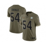 Men's Miami Dolphins #54 Zach Thomas 2022 Olive Salute To Service Limited Stitched Jersey