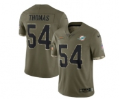 Men's Miami Dolphins #54 Zach Thomas 2022 Olive Salute To Service Limited Stitched Jersey