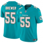 Men's Miami Dolphins #55 Aaron Brewer Aqua 2025 F.U.S.E. With 1-Star C Patch Vapor Limited Football Stitched Jersey