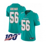 Men's Miami Dolphins #56 Davon Godchaux Aqua Green Team Color Vapor Untouchable Limited Player 100th Season Football Jersey