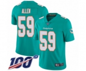 Men's Miami Dolphins #59 Chase Allen Aqua Green Team Color Vapor Untouchable Limited Player 100th Season Football Jersey