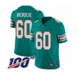 Men's Miami Dolphins #60 Robert Nkemdiche Aqua Green Alternate Vapor Untouchable Limited Player 100th Season Football Jersey