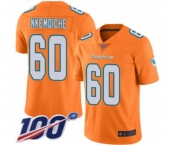 Men's Miami Dolphins #60 Robert Nkemdiche Limited Orange Rush Vapor Untouchable 100th Season Football Jersey