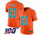 Men's Miami Dolphins #63 Michael Deiter Limited Orange Inverted Legend 100th Season Football Jersey