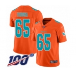 Men's Miami Dolphins #65 Danny Isidora Limited Orange Inverted Legend 100th Season Football Jersey