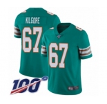 Men's Miami Dolphins #67 Daniel Kilgore Aqua Green Alternate Vapor Untouchable Limited Player 100th Season Football Jersey