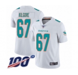 Men's Miami Dolphins #67 Daniel Kilgore White Vapor Untouchable Limited Player 100th Season Football Jersey