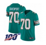 Men's Miami Dolphins #70 Julie'n Davenport Aqua Green Alternate Vapor Untouchable Limited Player 100th Season Football Jersey