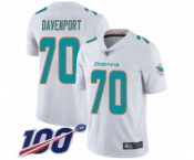 Men's Miami Dolphins #70 Julie'n Davenport White Vapor Untouchable Limited Player 100th Season Football Jersey