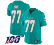 Men's Miami Dolphins #77 Adam Joseph Duhe Aqua Green Team Color Vapor Untouchable Limited Player 100th Season Football Jersey