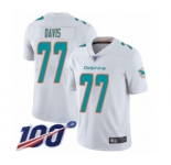 Men's Miami Dolphins #77 Jesse Davis White Vapor Untouchable Limited Player 100th Season Football Jersey
