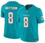 Men's Miami Dolphins #8 Alexander Mattison Aqua 2025 F.U.S.E. Vapor Limited Football Stitched Jersey